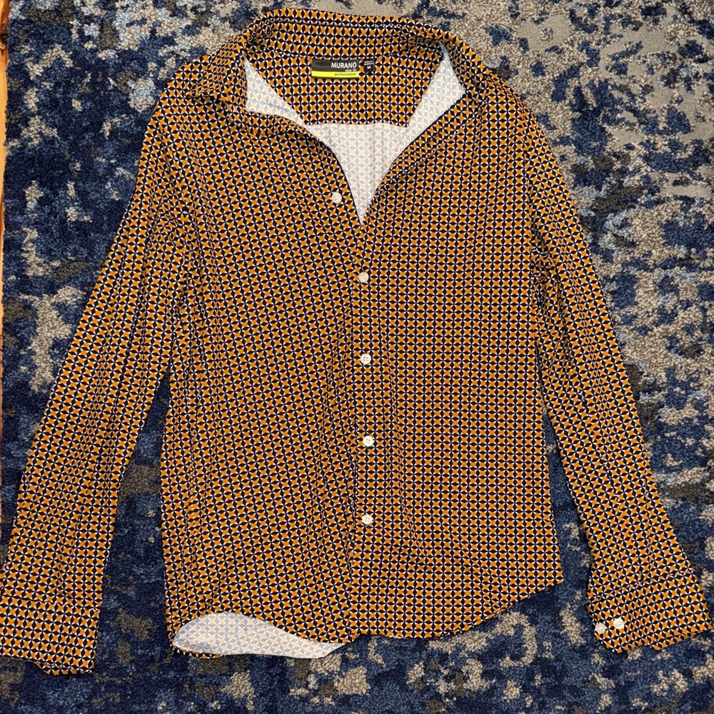 Murano Men's Casual Button Down Shirt - Brown and Blue